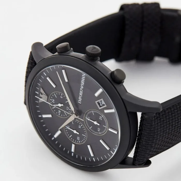 Emporio Armani Renato Chronograph Black Dial Black Nylon Strap Watch For Men - AR11457 - Image 7